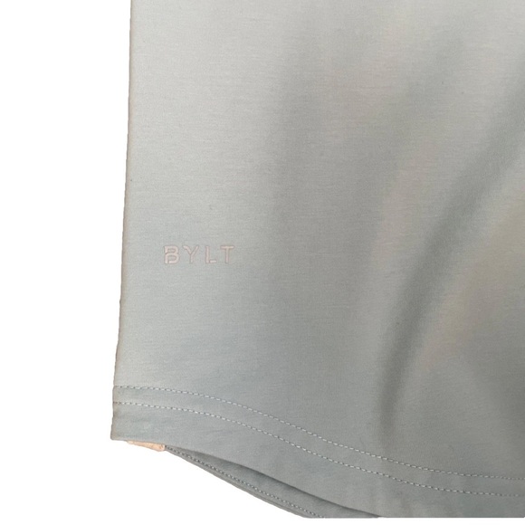 BYLT Drop Cut Long Sleeve Hooded Henley LUX Size Large Light Blue Comfort Casual - Picture 4 of 5